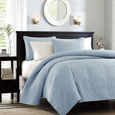 Couette réversible bleue King/King - Garnissage en coton doux, motif de couture classique, décoration de chambre, prélavée, design confort