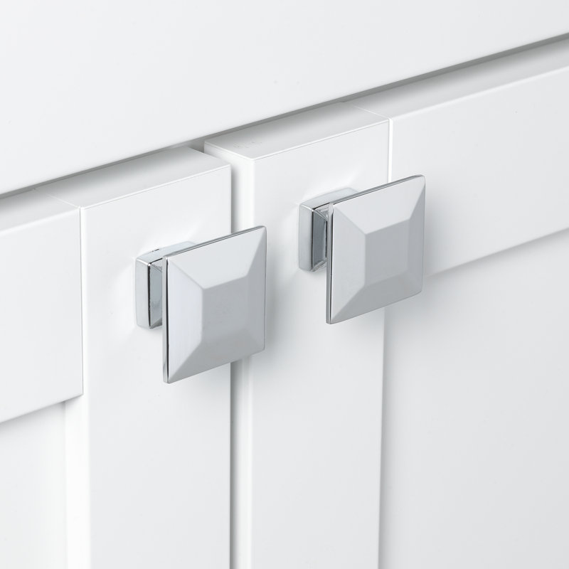1 3/8" Length Square Knob Multipack, Polished Chrome