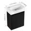 Meuble-lavabo de 40 cm (16 po) pour petite salle de bain, en céramique noire moderne avec armoire intégrée, idéal pour les petits espaces et facile à nettoyer.
