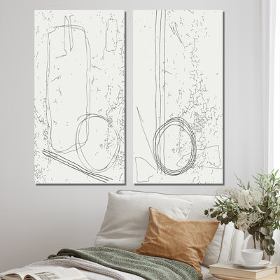 «Minimalistic Foliage with Organic Shapes V», ensemble de 2 peintures