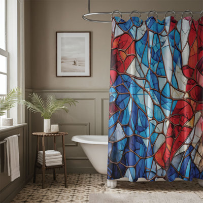 Red, White, Blue Patterns - 1 Piece Standard Shower Curtain