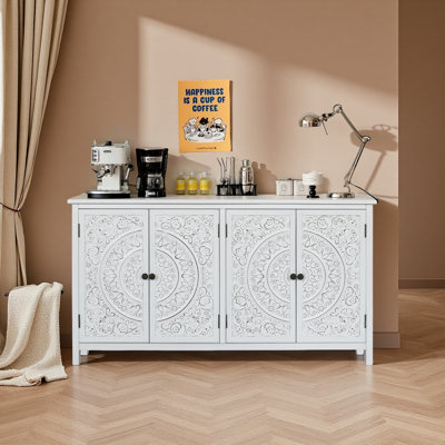 Armoire d'appoint 60 "avec 4 portes, buffet en bois rustique - Armoire polyvalente avec rangement pour l'armoire chic