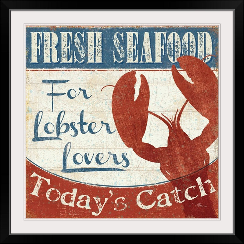 «i rétro, annonce Fresh Seafood, H 35 po x l 35 po x P 1,5 po, Toile