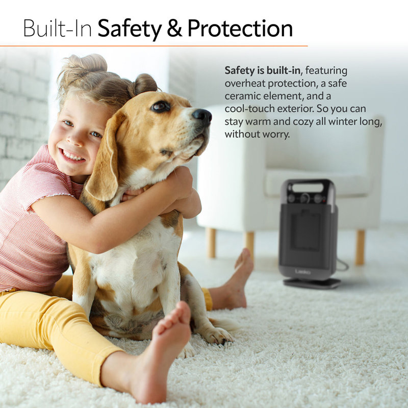 Lasko 12" Black Ceramic Electric Space Heater with Thermostat