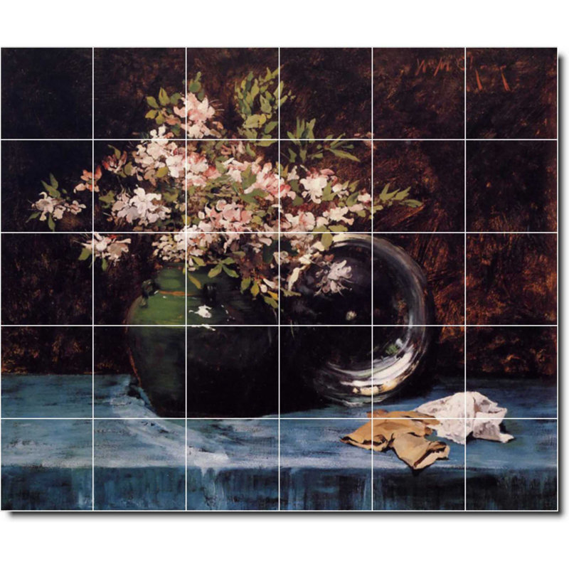 Carreau de céramique décorative 25,5 po x 21,25 po 4,25 po x 4,25 po, Fleur 01492