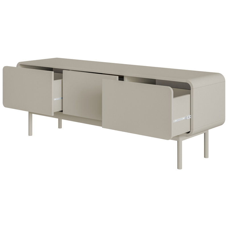 Alphonce 154 cm TV Stand with Three Drawers and Legs in, Grey Beige