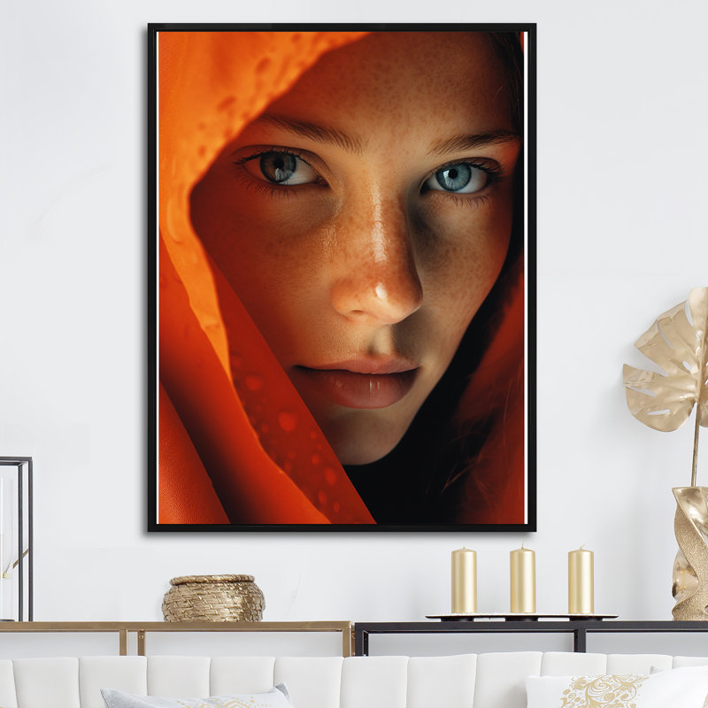 Tangerine ténacité pure femme - imprimé, Cadre flottant noir, 32" H x 24" W