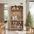 Compact Kitchen Pantry Buffet with Foldable Workstation & Built-in Power Outlets-652455417