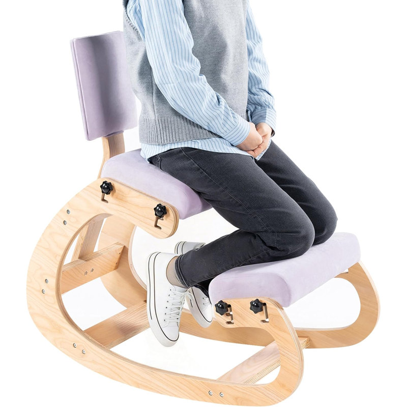 Adjustable Comfortable Kneeling Office Chairs, Engineering Timber Support Seat, Home Office Kneeling Chairs to Relieve Back Pain