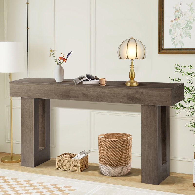 63" Long Console Table, Farmhouse Sofa Table Behind Couch, Wooden Entry Console Tables With Storage For Living Room, Rectangular Entryway Table For Entrance, Hallway, Foyer