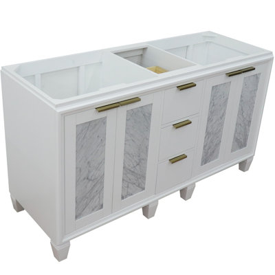 Base de meuble-lavabo double 60 po avec miroir Schreck seulement