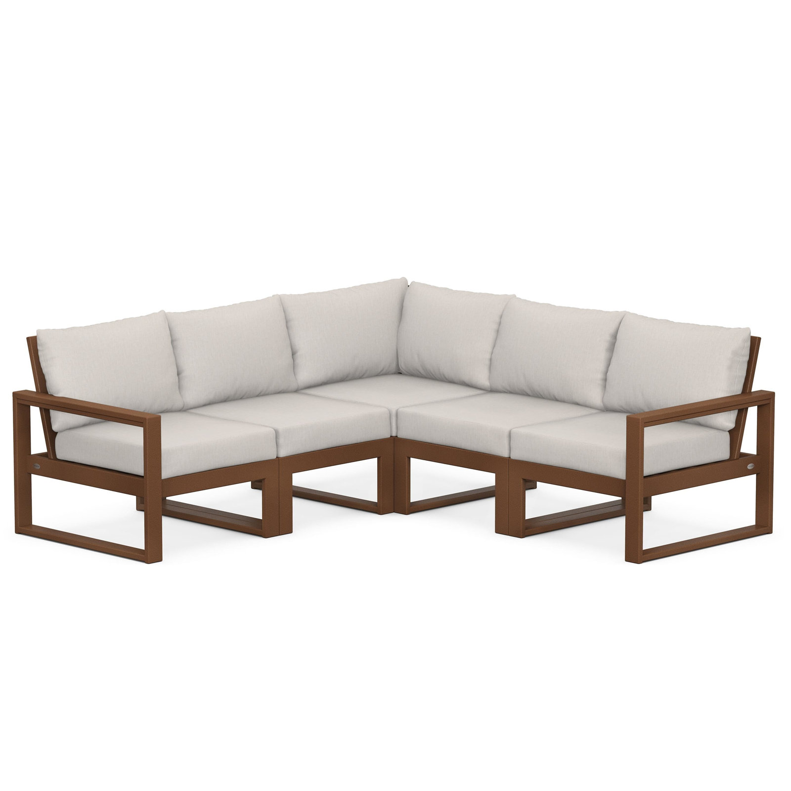 POLYWOOD® Edge 85" Patio Sectional, Dune Burlap, Teak