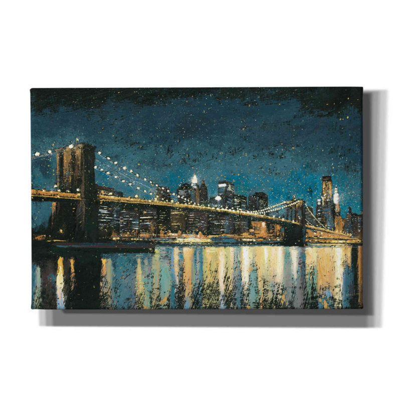 «Bright City Lights Blue I» sur toile par James Wiens, H 12 po x l 18 po x P 0,75 po