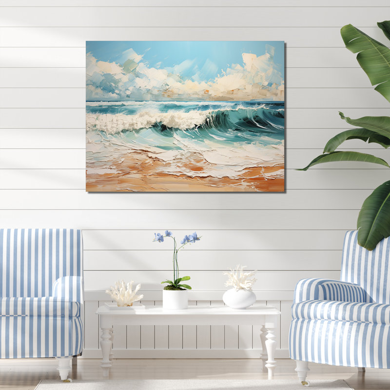 Teal Waves Fight I - impression, Toile tendue, H 12 po x l 20 po