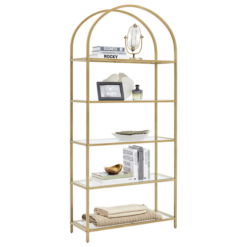 Barbera 183.5 cm H x 83 cm W Steel Etagere Bookcase, Gold