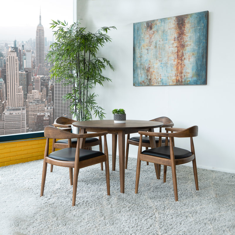 Ensemble repas pour 4 personnes Tindal, Noyer, Noir
