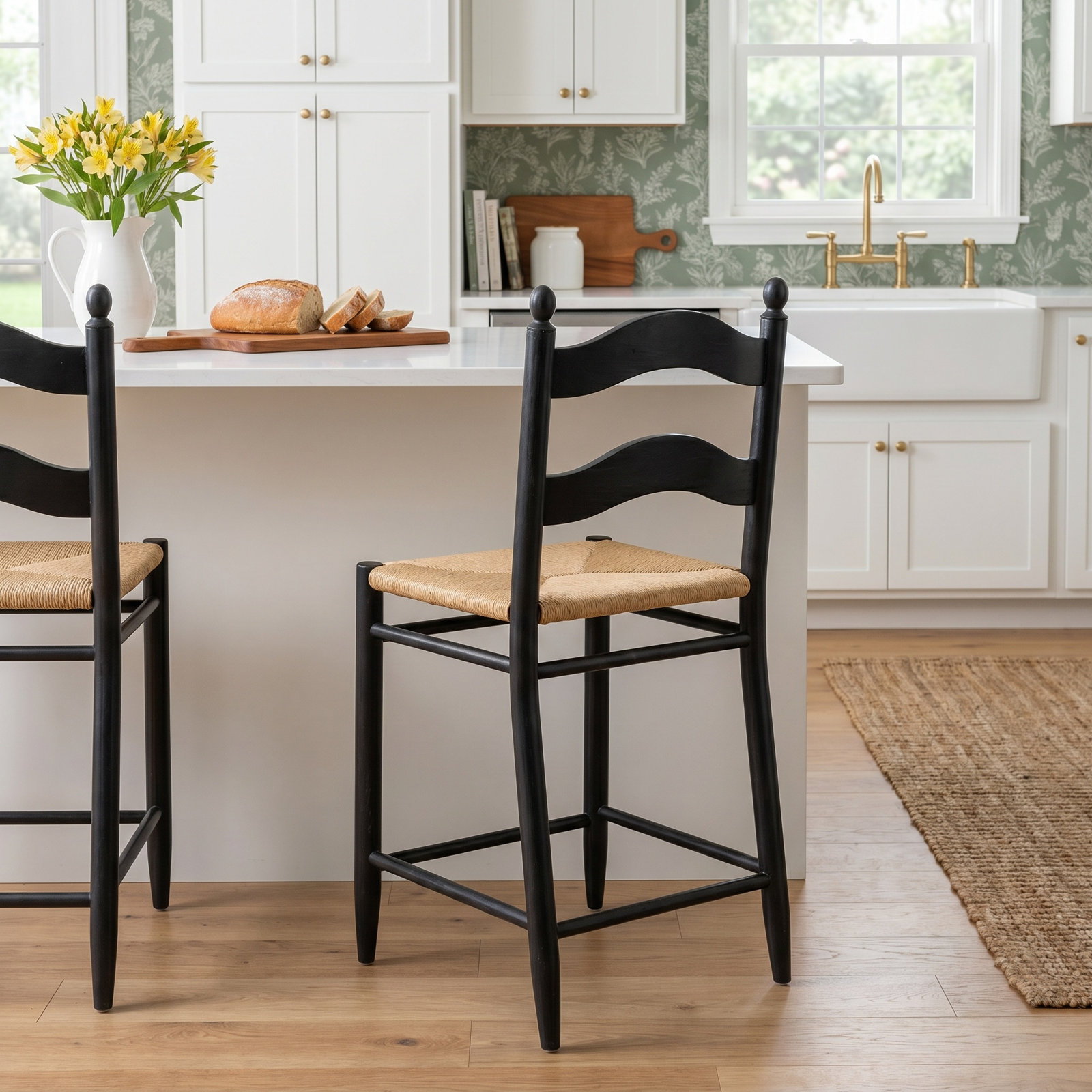 Country Living 24" Bar Stool, Black/Brown 