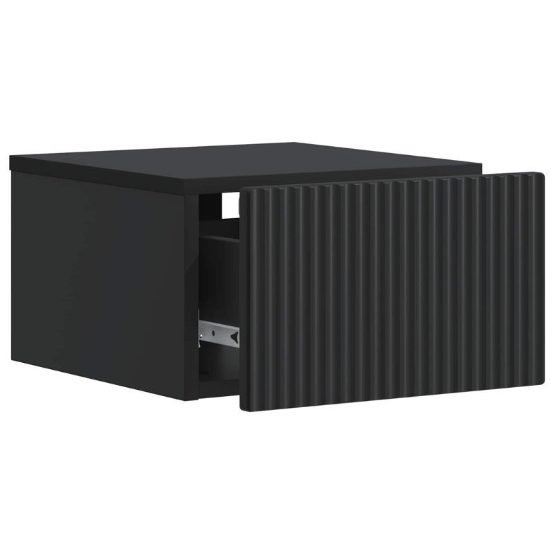 33cm W Manufactured Wood Bedside Table, Black