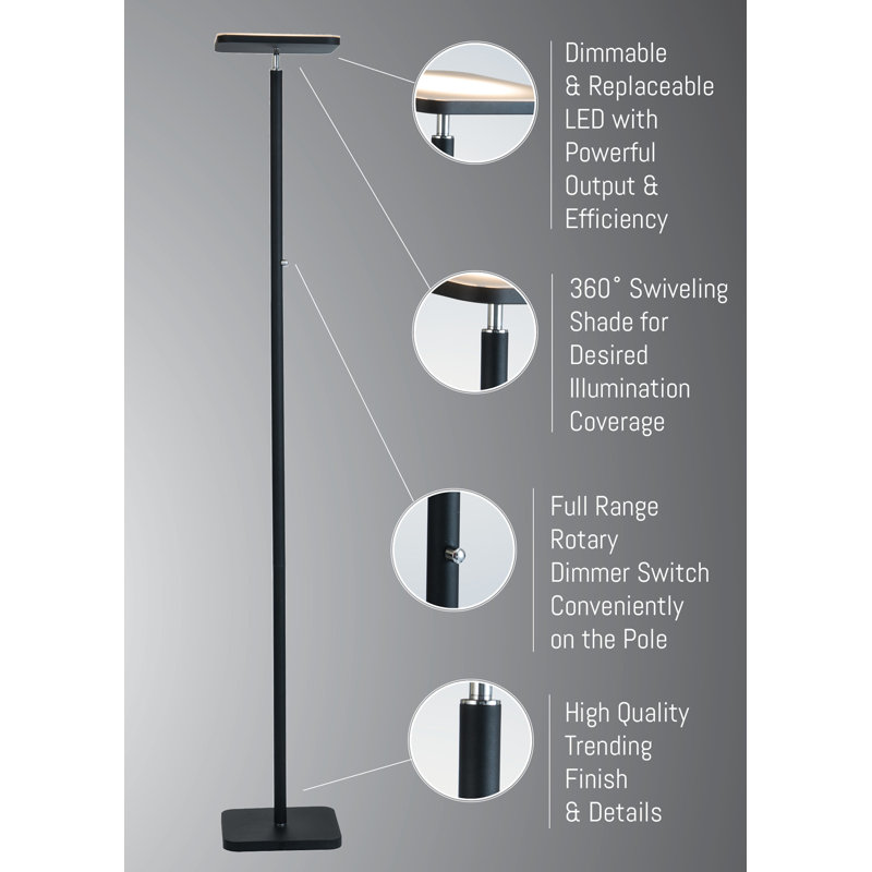 Escalante 71.75'' Torchiere Floor Lamp, Black