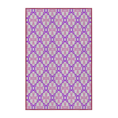 Tapis motif rose/vert/bleu Devereau