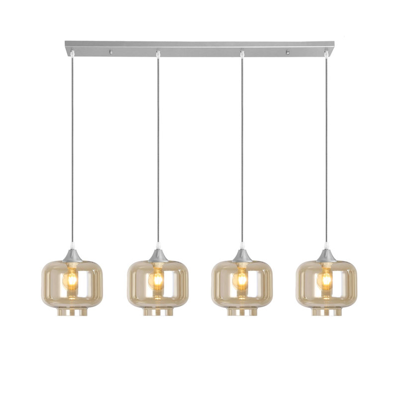 Khue 4 - Light Kitchen Island Pendant, Amber, Silver