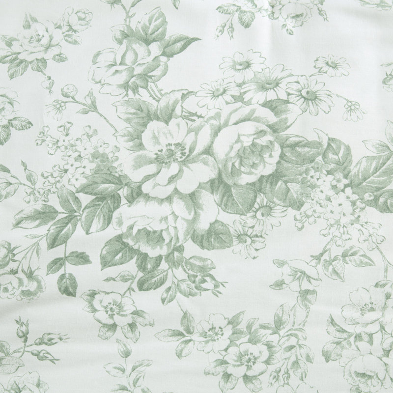 Twin Green Floral Cotton Reversible Comforter Set