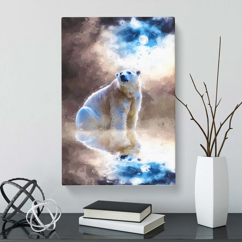Polar Bear in Abstract - Wrapped Canvas, 60cm H x 40cm W x 3cm D