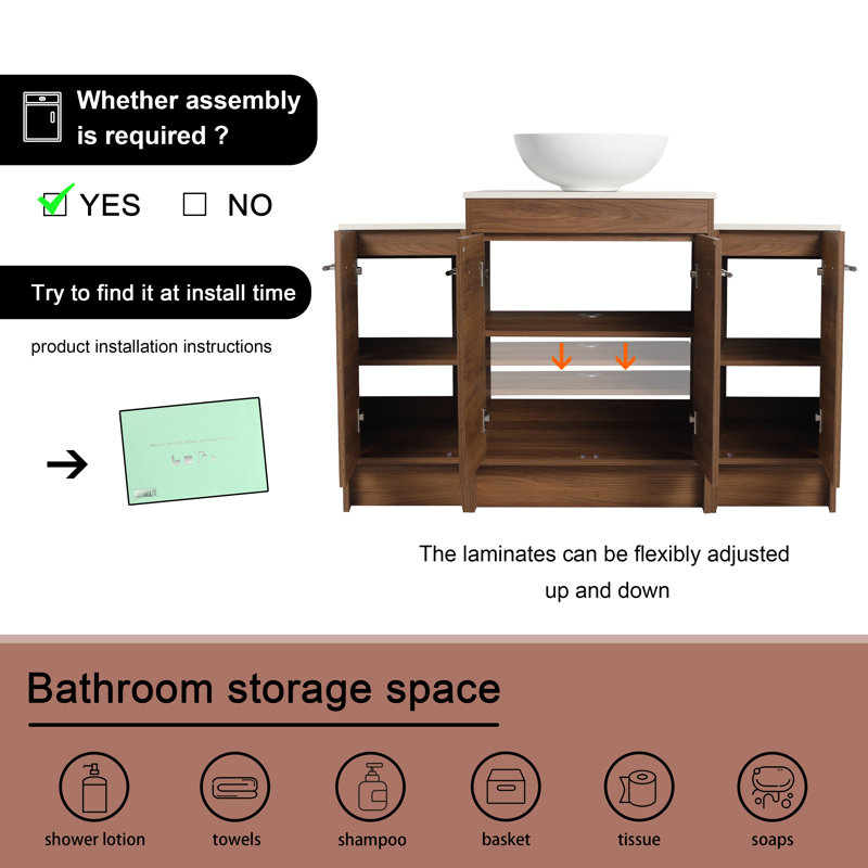 Meuble-lavabo simple 47,54 po avec plateau Kleiber