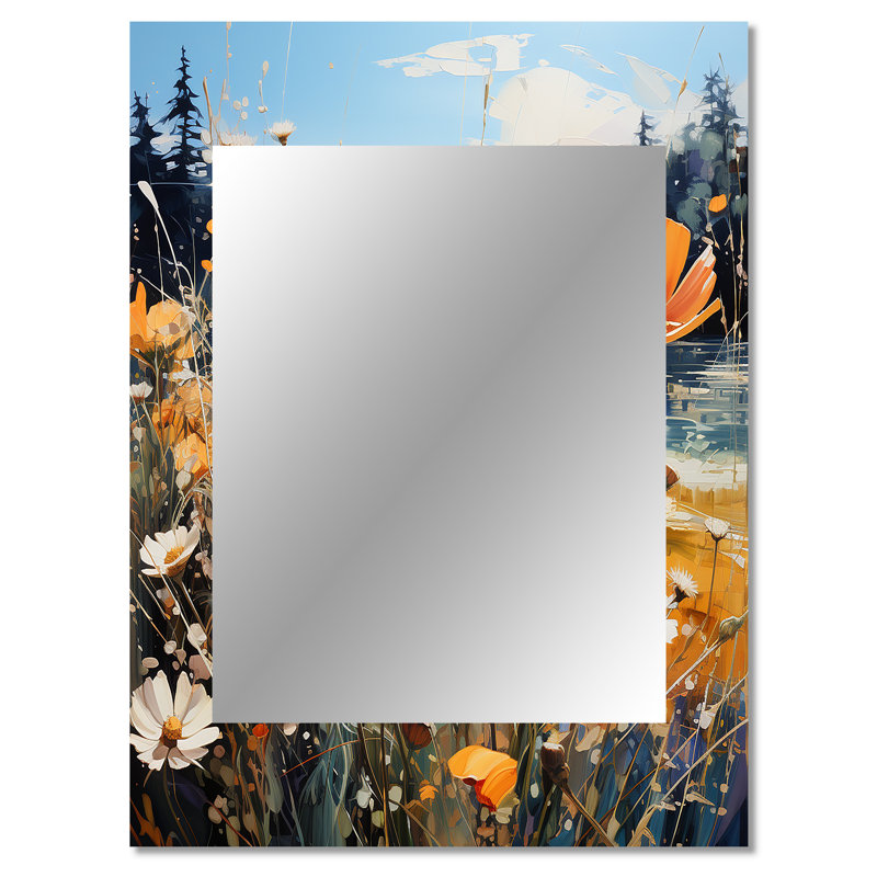 Sunny Meadows - Landscapes Wall Mirror, Modern Decorative Mirror, Printed Metal Art, 40" x 30"