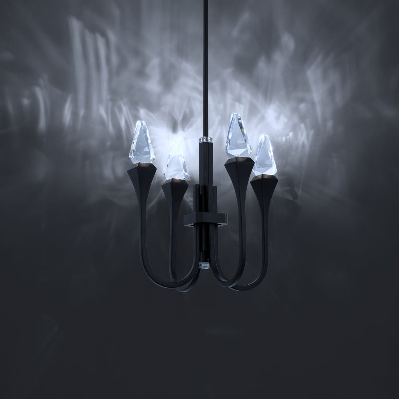 Plumeria LED Pendant, 11.5" H x 12" W x 12" D, Black, 4 Lights