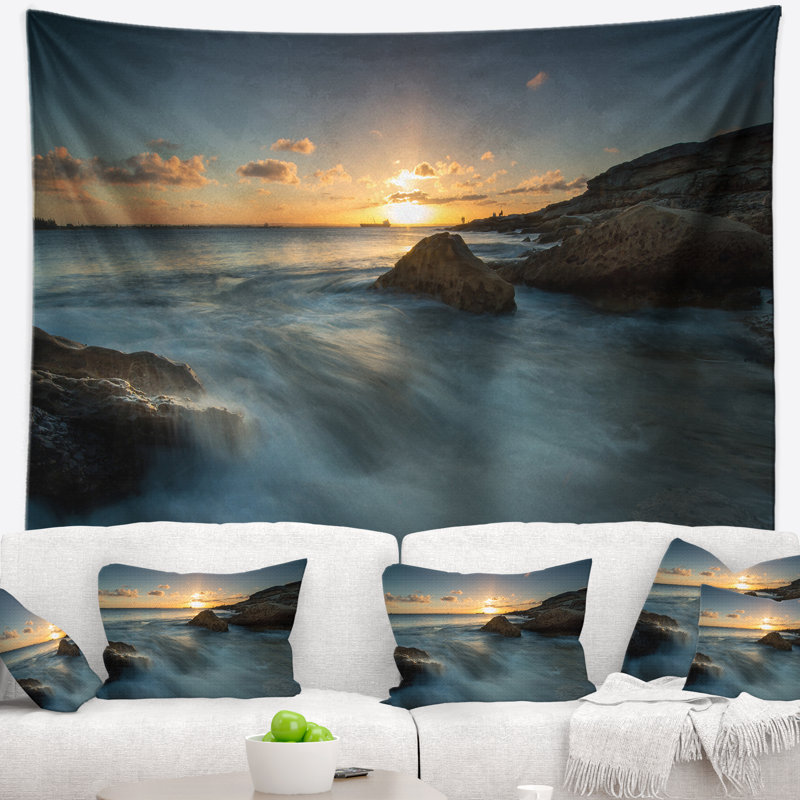 Tapisserie à coucher de mer à coucher de soleil seascape sydney, H 50 po x l 60 po