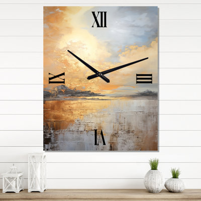 Horloge murale Beige Beach Sunset Paradise I - Coastal Sunset