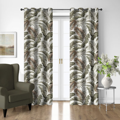 Frondosa  Copper Cotton Grommet Top Drapery Panel Set of 2