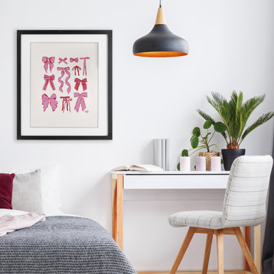 Simple Red And Pink Bows Framed Print Under Glass, design by Krissy Mast
