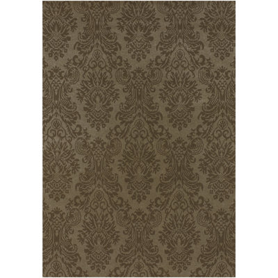 Terran Wool Damask Area Rug in Brown