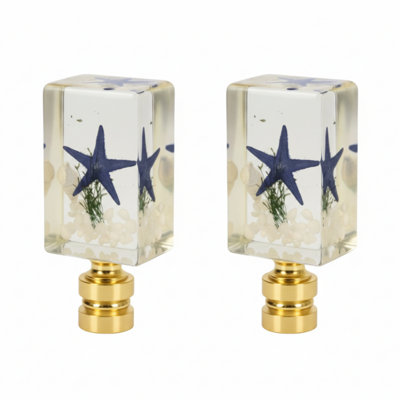Royal Designs, Inc. F-5112PB-2 Étoile de mer en résine faite à la main, bleu, base en laiton poli, paquet de 2