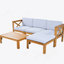 Ensemble de conversation modulaire d'extérieur en bois pour patio 5 pièces avec coussins, finition naturelle et coussins gris