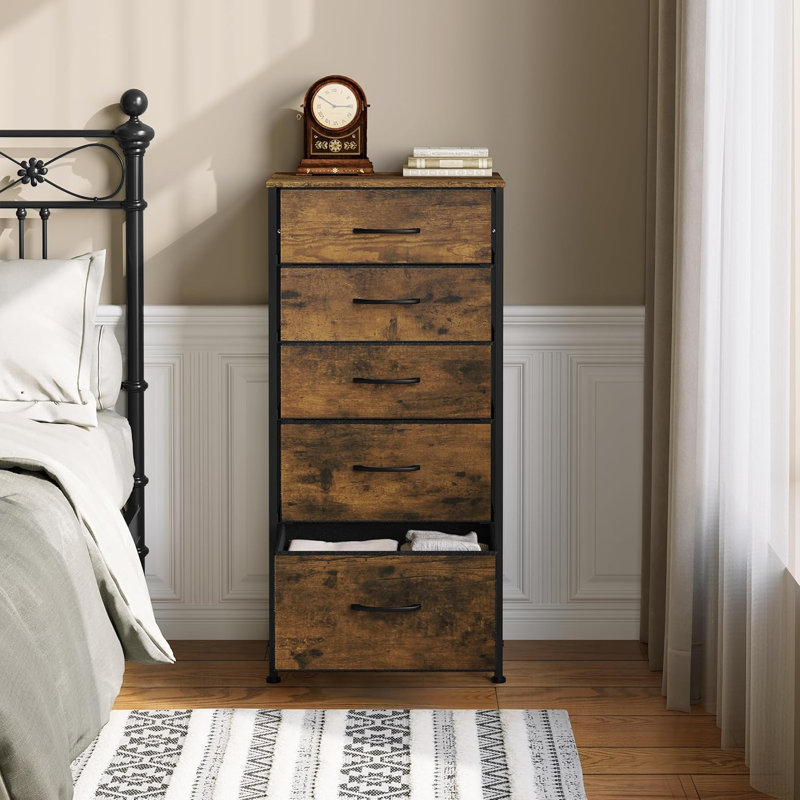 Rikeisha 5 Drawer Storage Drawer, Vintage Brown