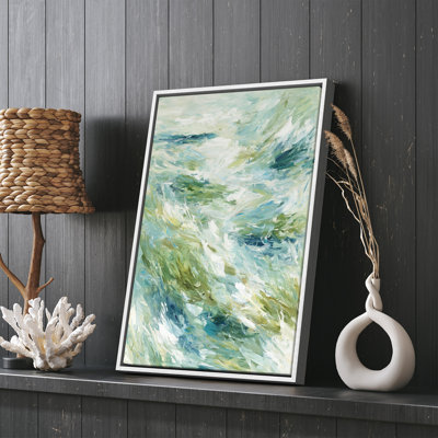 Abstract Ocean Wave Green Blue Coastal Modern Art Framed Print Wall Ar