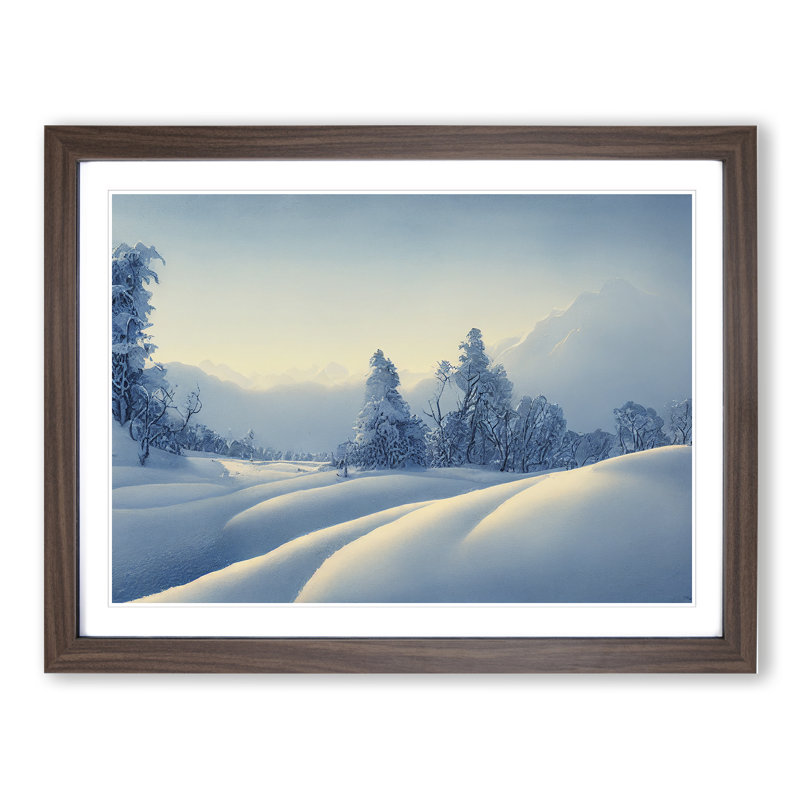 XH1022-10191X Winter Forest Landscape Vol.7 - Single Picture Frame Print, 25cm H x 34cm W x 2cm D, Walnut