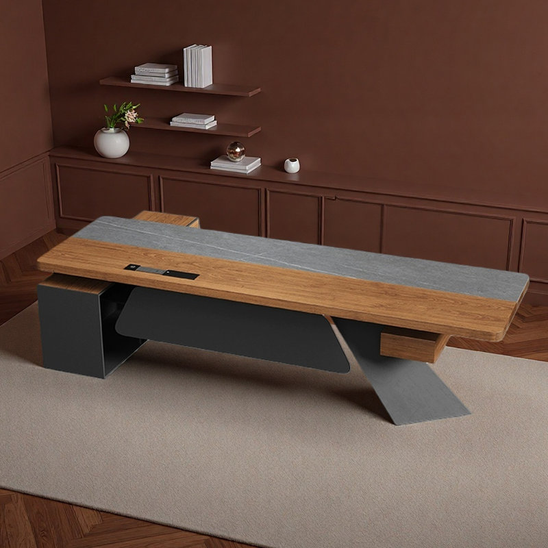 Surface de travail spacieuse et fonctionnelle, Gris / Brun, H 29,53 po x l 94,49 po x P 59,06 po