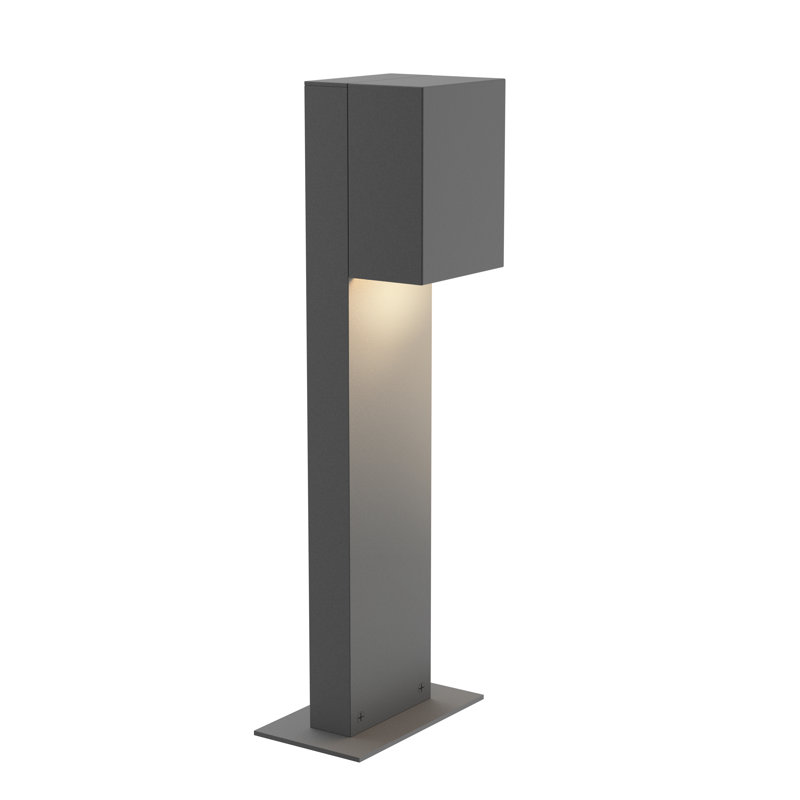 Box LED Bollard Light, Gray, 28" H x 3.5" W x 3.25" D
