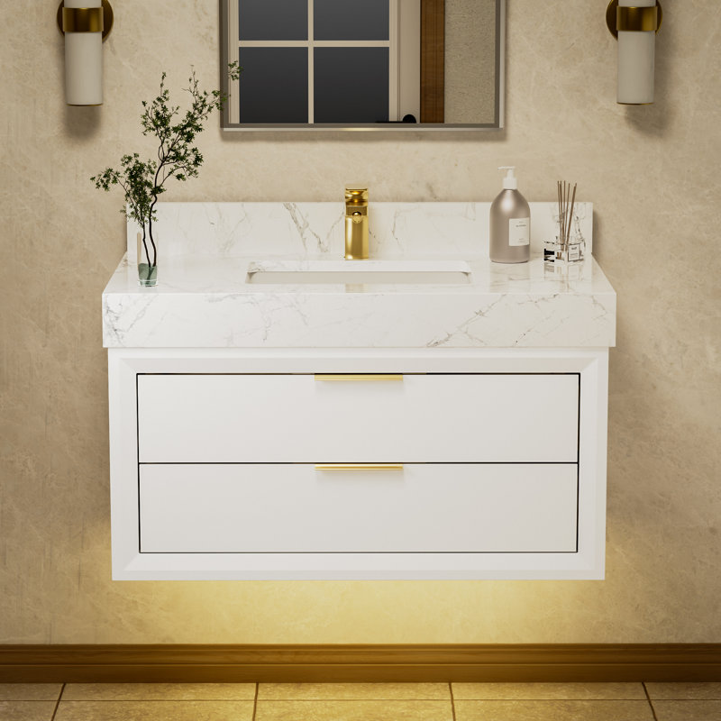 Ensemble de meuble-lavabo simple 48 po avec plateau Mayatte Grado, Blanc, 36"