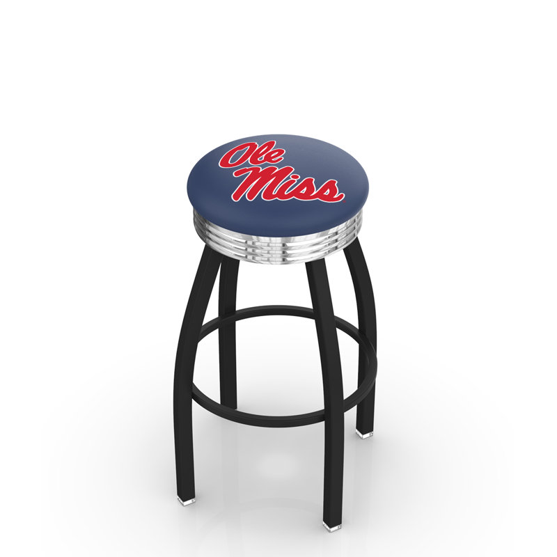 Tabouret de bar Logo Series, Tabouret de bar d'une hauteur de siège de 30 po, Chrome soudé solide, Université du Mississippi