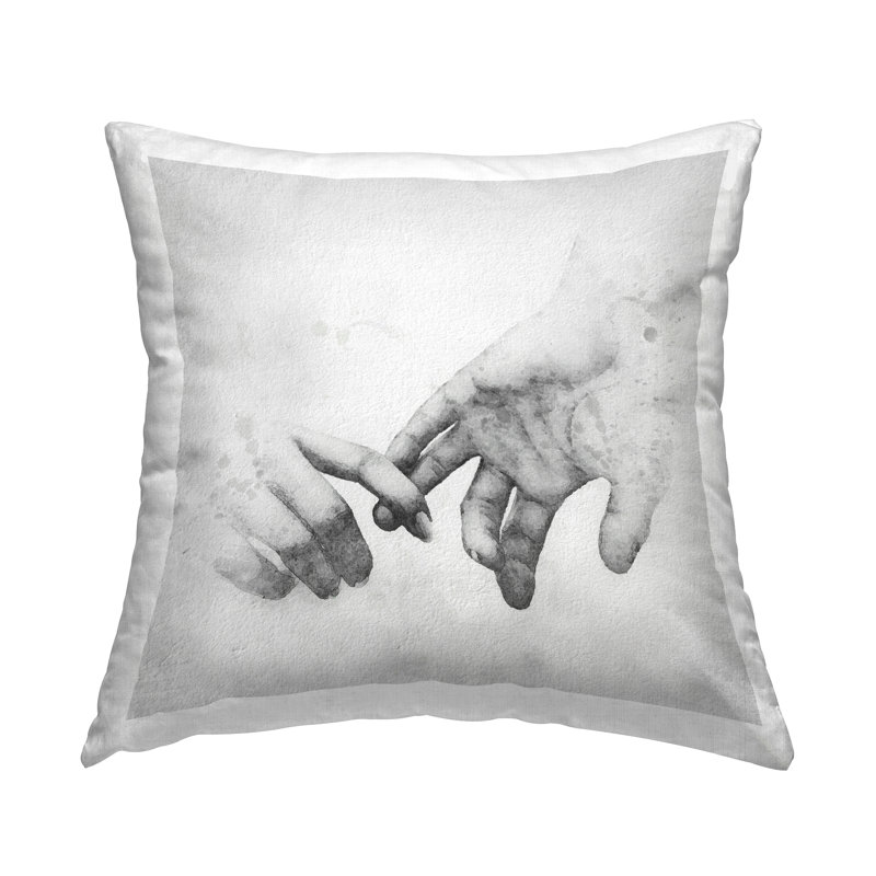 Coussin décoratif romantique tenant la main par Ros Ruseva