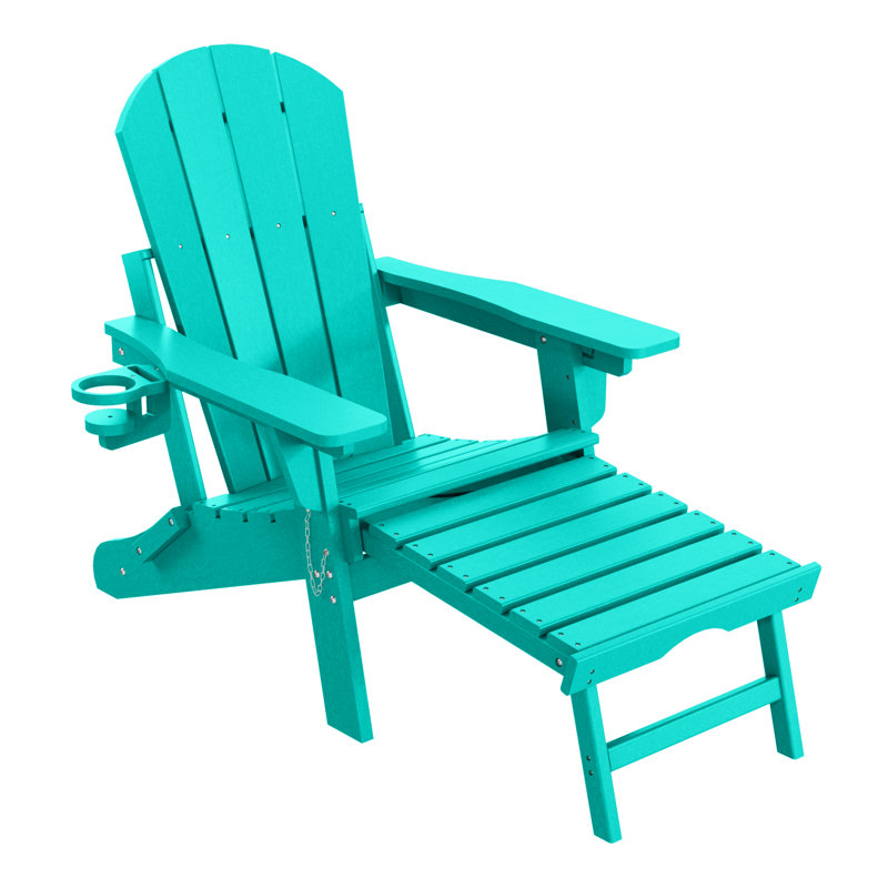 Chaise Adirondack d'extérieur réglable et pliante avec porte-gobelet et repose-pieds dissimulé, Sarcelle