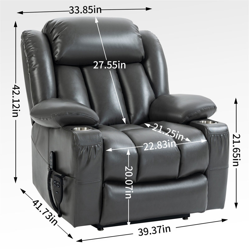 Dual Motor Infinite Position Up To 350 LBS Leatherair Power Lift Recliner Chair