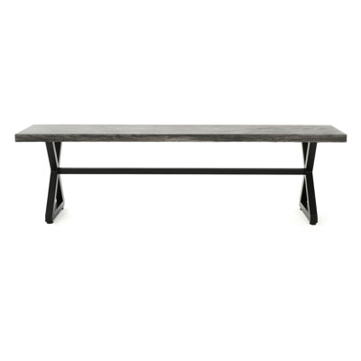 Grey/Black Outdoor Dining Bench With Aluminum And Steel - Modern Industrial Design, Build, Rust-, Easy To Clean, 63.26" W X 15.10" D 17.69" H, Assembly Required Frame In Style, Strong ,