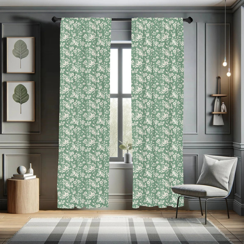 Floral Semi-Sheer Rod Pocket Sliding Panel, 28" x 95"