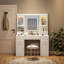 Meuble-lavabo 3 en 1 avec miroir rabattable, éclairage à DEL, longueur réglable et grands tiroirs pour la maison, noyer